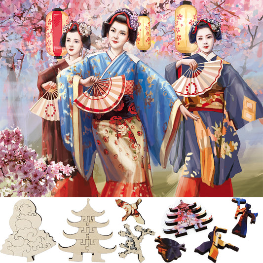 Wooden Jigsaw Puzzle with Uniquely Shaped Pieces for Adults - 437 Pieces - Sakura Blossom Festival