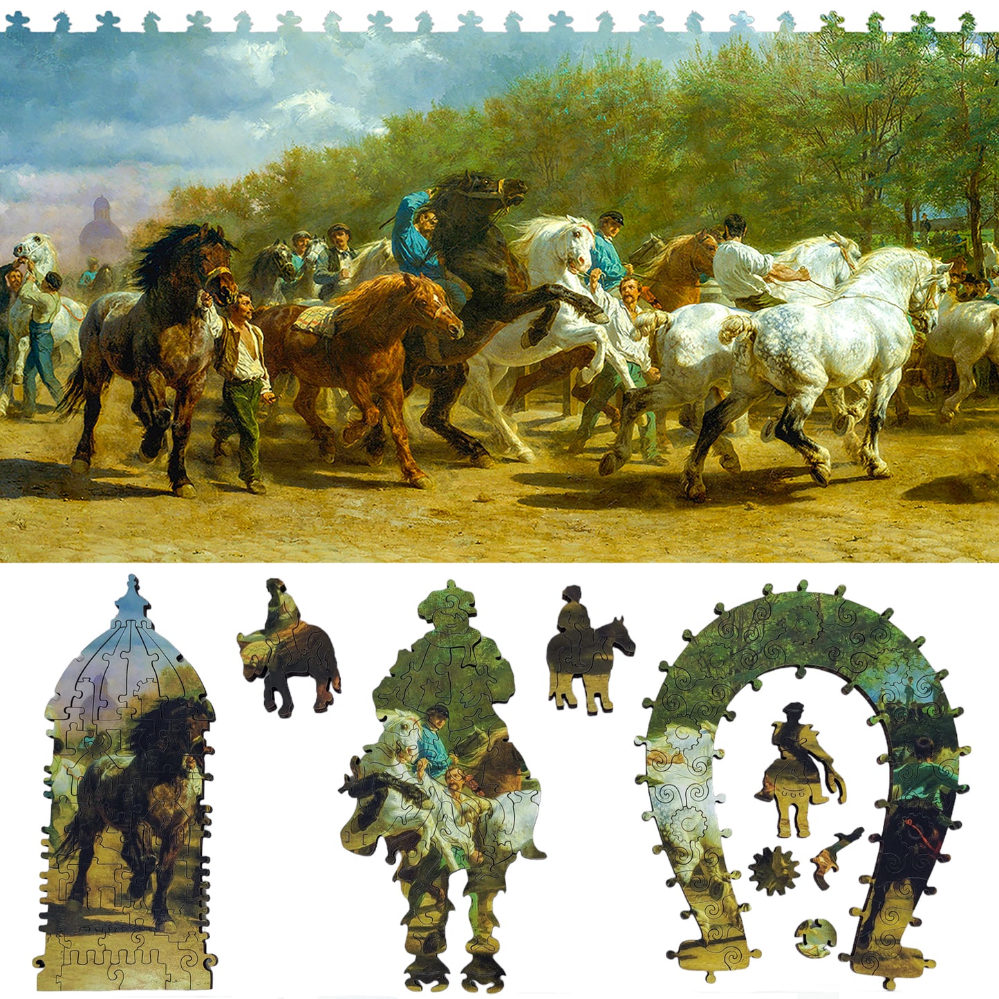 Wooden Jigsaw Puzzle for Adults - Uniquely Shaped Pieces  - 325 Pieces - The Horse Fair