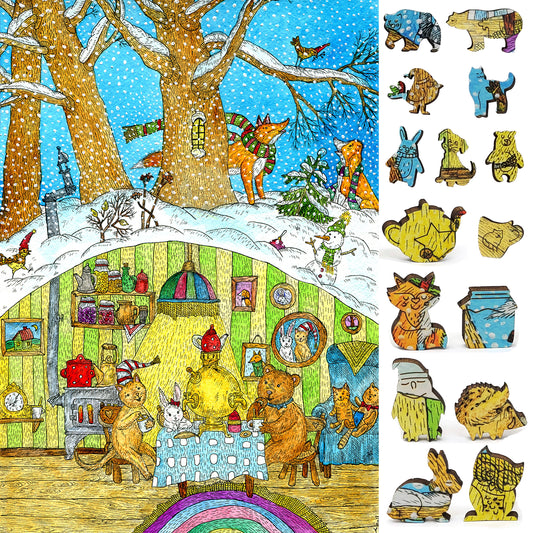 Wooden Jigsaw Puzzle with Uniquely Shaped Pieces for Adults - 385 Pieces - Visiting the Bear