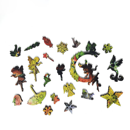 Puzzle de Madera con Piezas de Formas Únicas para Adultos - 198 Piezas - El Hada del Árbol de Navidad