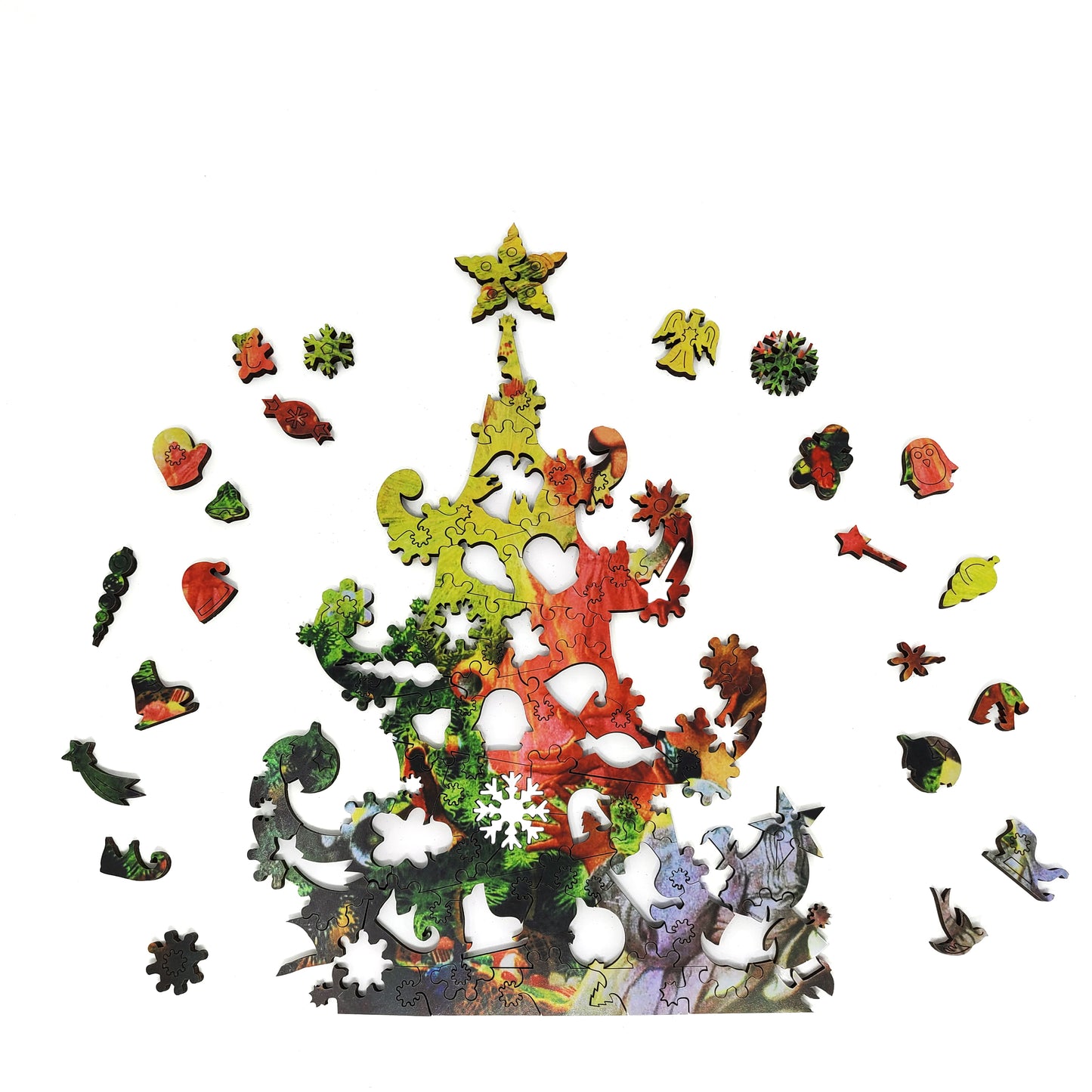 Puzzle de Madera con Piezas de Formas Únicas para Adultos - 198 Piezas - El Hada del Árbol de Navidad