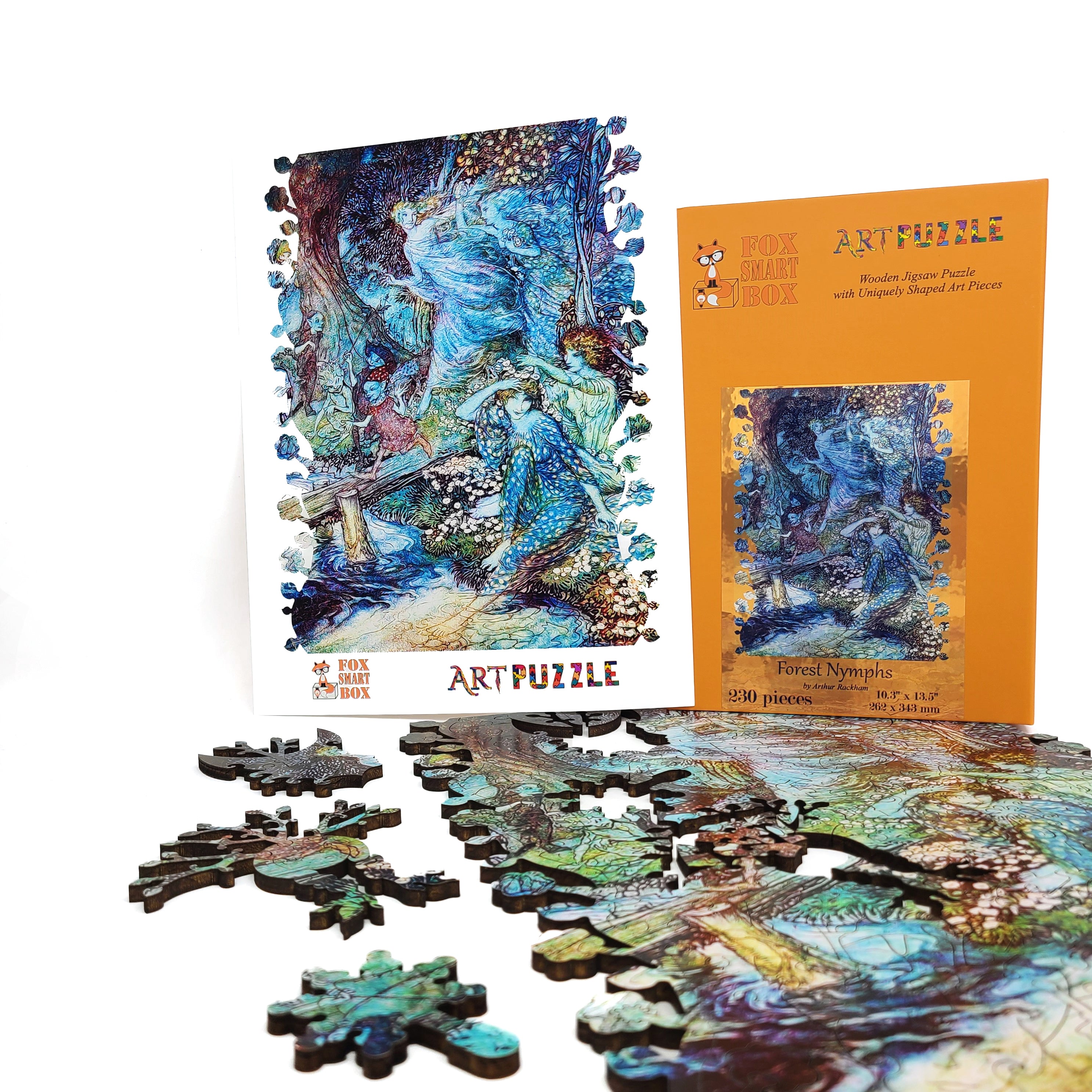 Wooden Jigsaw Puzzles for Adults with Uniquely Shaped Pieces - made in USA by FoxSmartBox outlets - 230 Pieces - Forest Nymphs