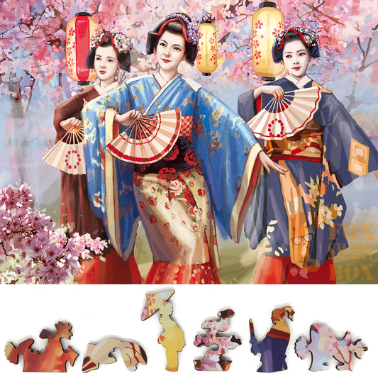Rompecabezas de madera de gran formato con piezas de formas únicas para personas mayores y adultos - 210 piezas - Sakura Blossom Festival